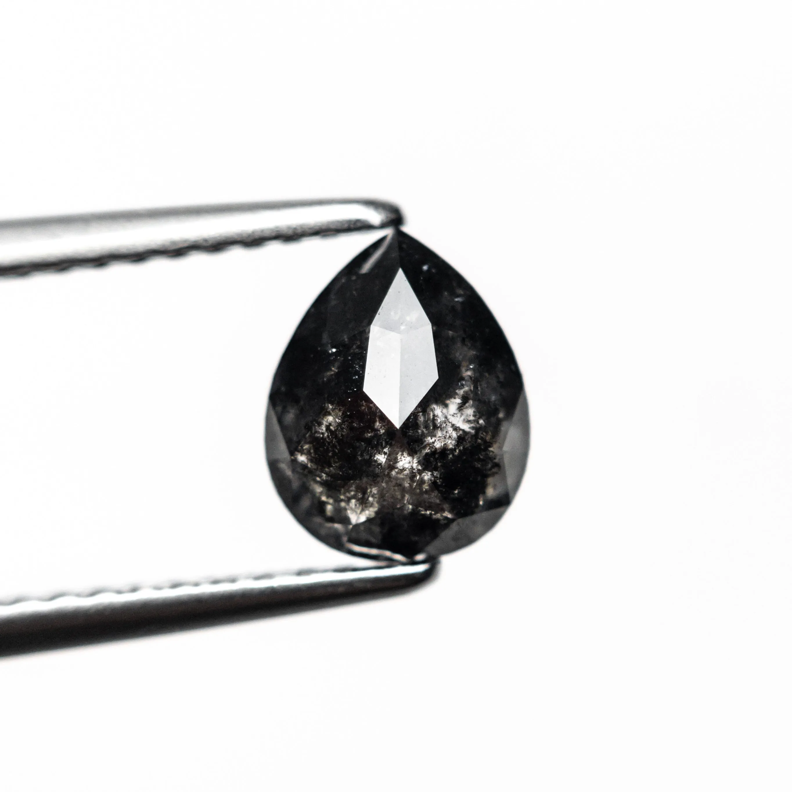 1.29 CARAT BLACK SPECKLED DOUBLE CUT PEAR DIAMOND