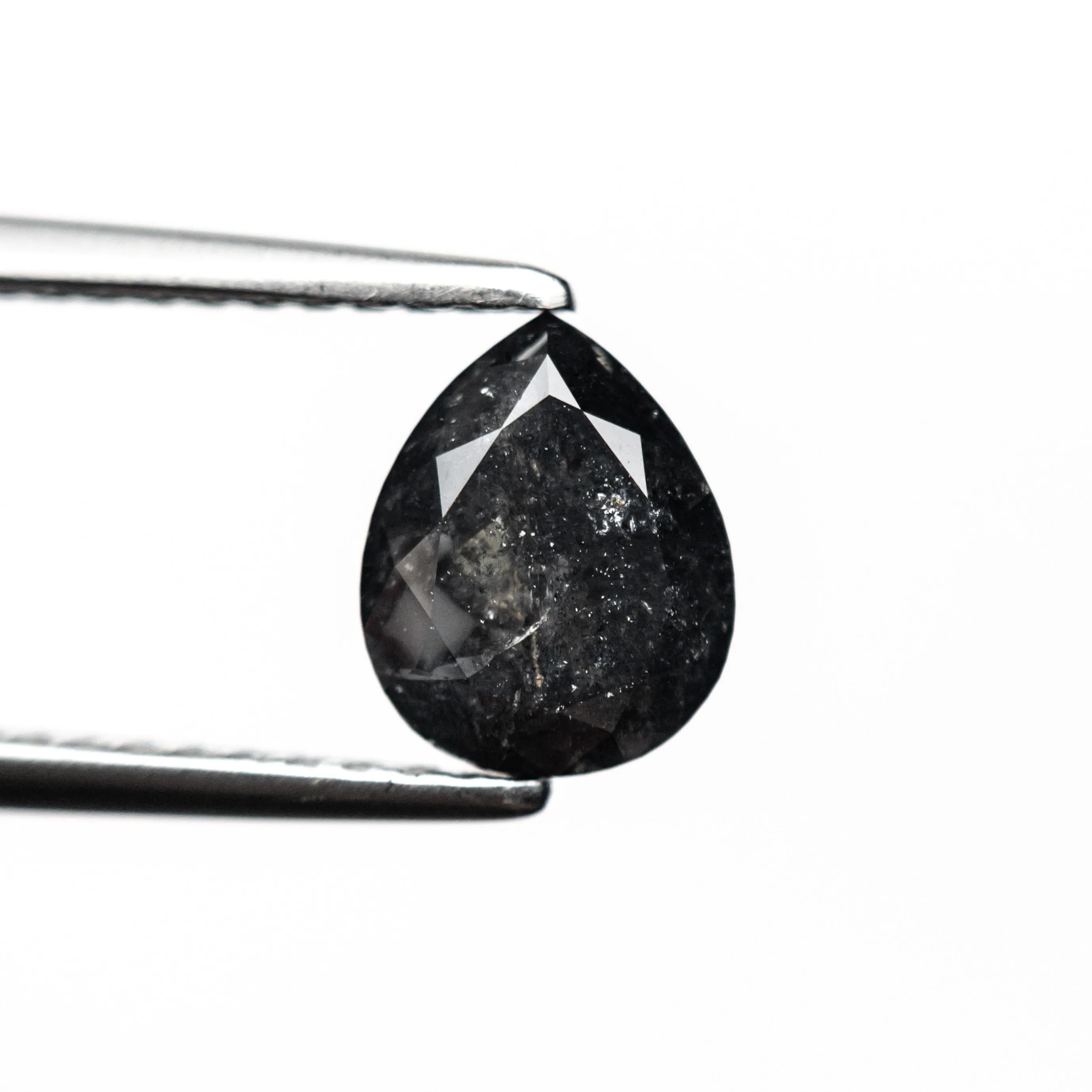 1.29 CARAT BLACK SPECKLED DOUBLE CUT PEAR DIAMOND