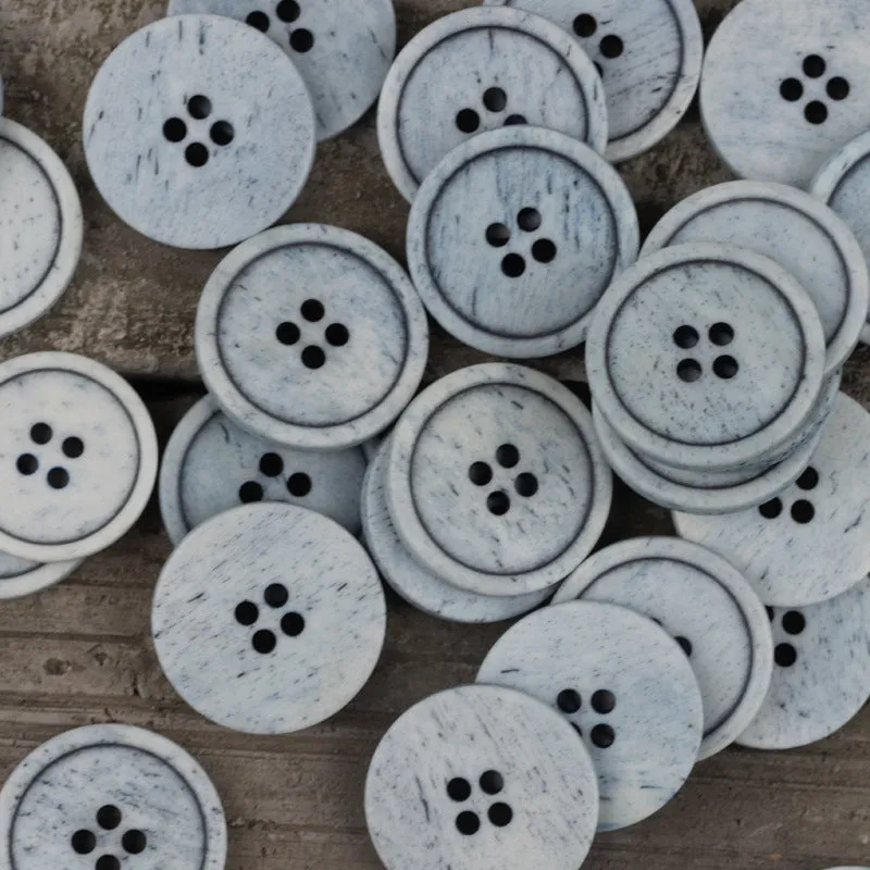 15-25mm Sky Blue Yellow Dark Gray Round 4 Hole Vintage Cow Bone Buttons 10pcs