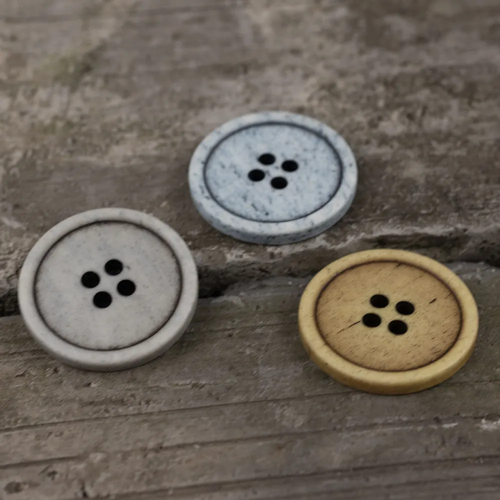 15-25mm Sky Blue Yellow Dark Gray Round 4 Hole Vintage Cow Bone Buttons 10pcs