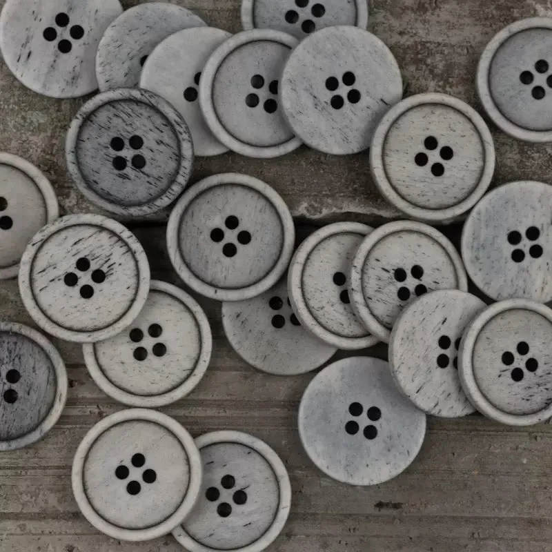 15-25mm Sky Blue Yellow Dark Gray Round 4 Hole Vintage Cow Bone Buttons 10pcs