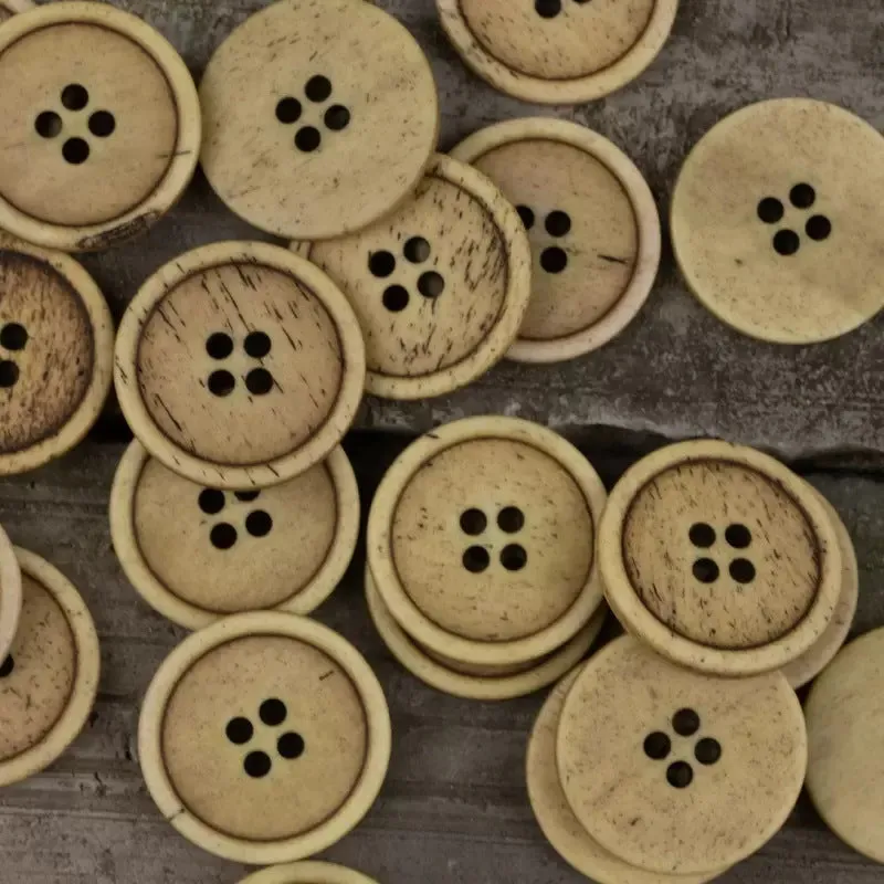 15-25mm Sky Blue Yellow Dark Gray Round 4 Hole Vintage Cow Bone Buttons 10pcs