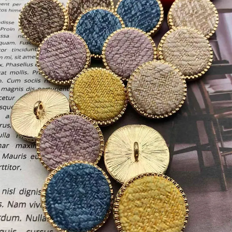 18/23mm Metal Base Gear EdgeFabric Surface Shank Buttons 48 Pack