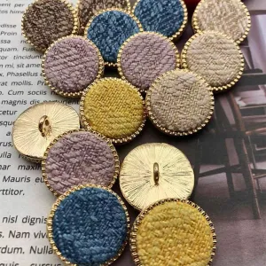 18/23mm Metal Base Gear EdgeFabric Surface Shank Buttons 48 Pack