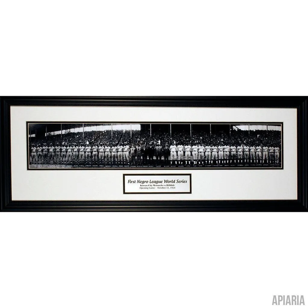 1st Negro League World Series Panorama - Monarchs vs. Hilldale, 1924 - Framed Print with Engraved Silver Color Plaque