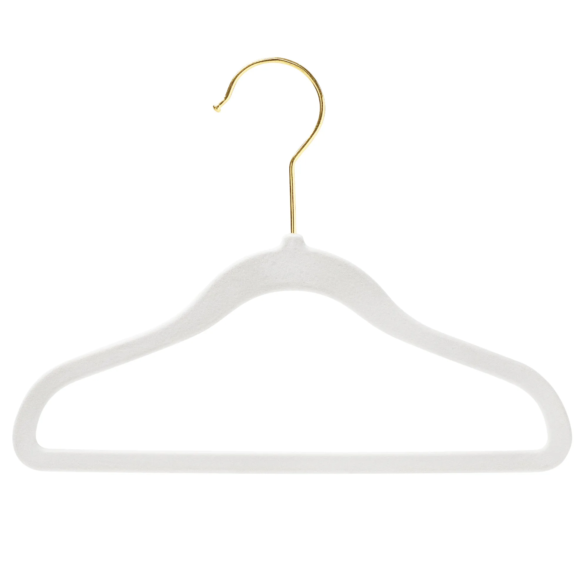 25cm Kids Size Slim-Line White Velvet Suit Hanger with Gold Hook Sold in Bundles of 20/50/100
