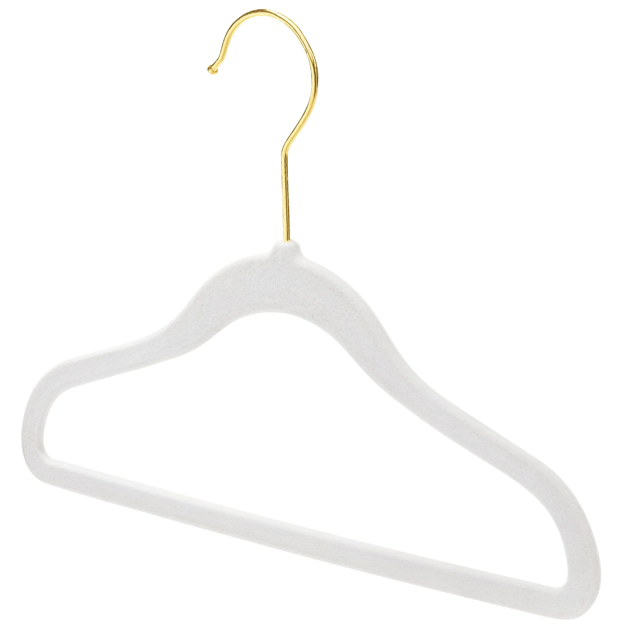 25cm Kids Size Slim-Line White Velvet Suit Hanger with Gold Hook Sold in Bundles of 20/50/100