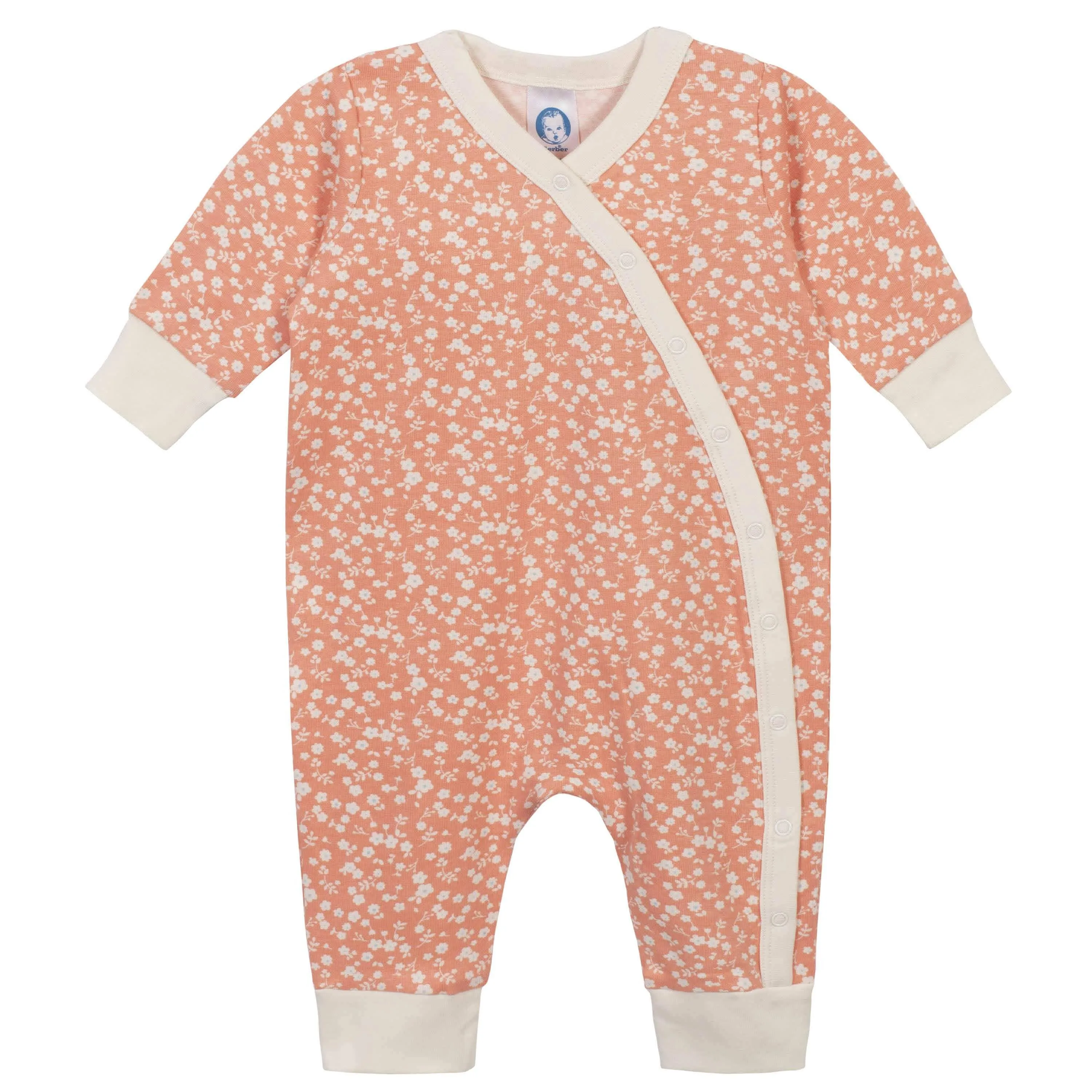 3-Piece Baby Girls Comfy Stretch Flower Pot Coverall Set