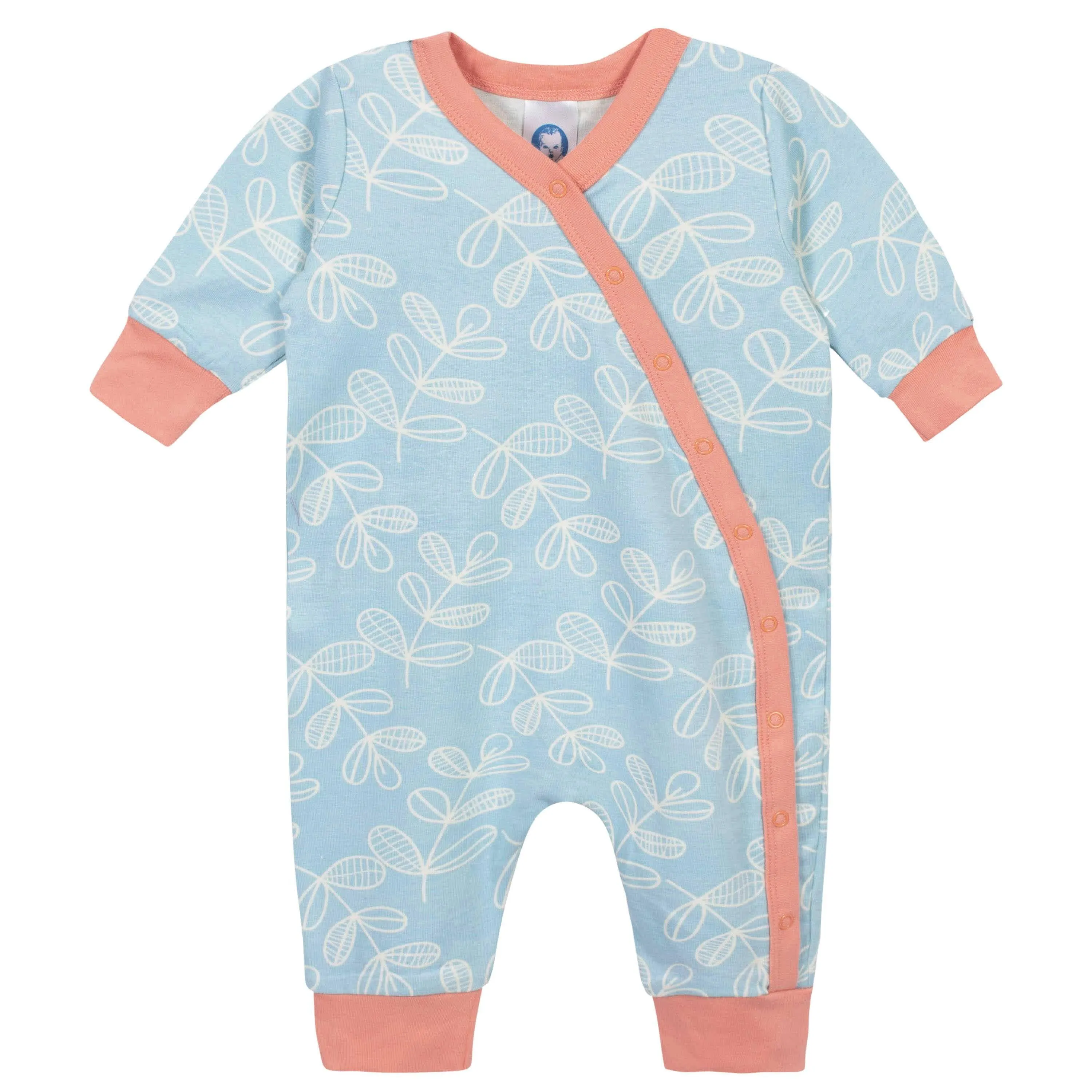 3-Piece Baby Girls Comfy Stretch Flower Pot Coverall Set