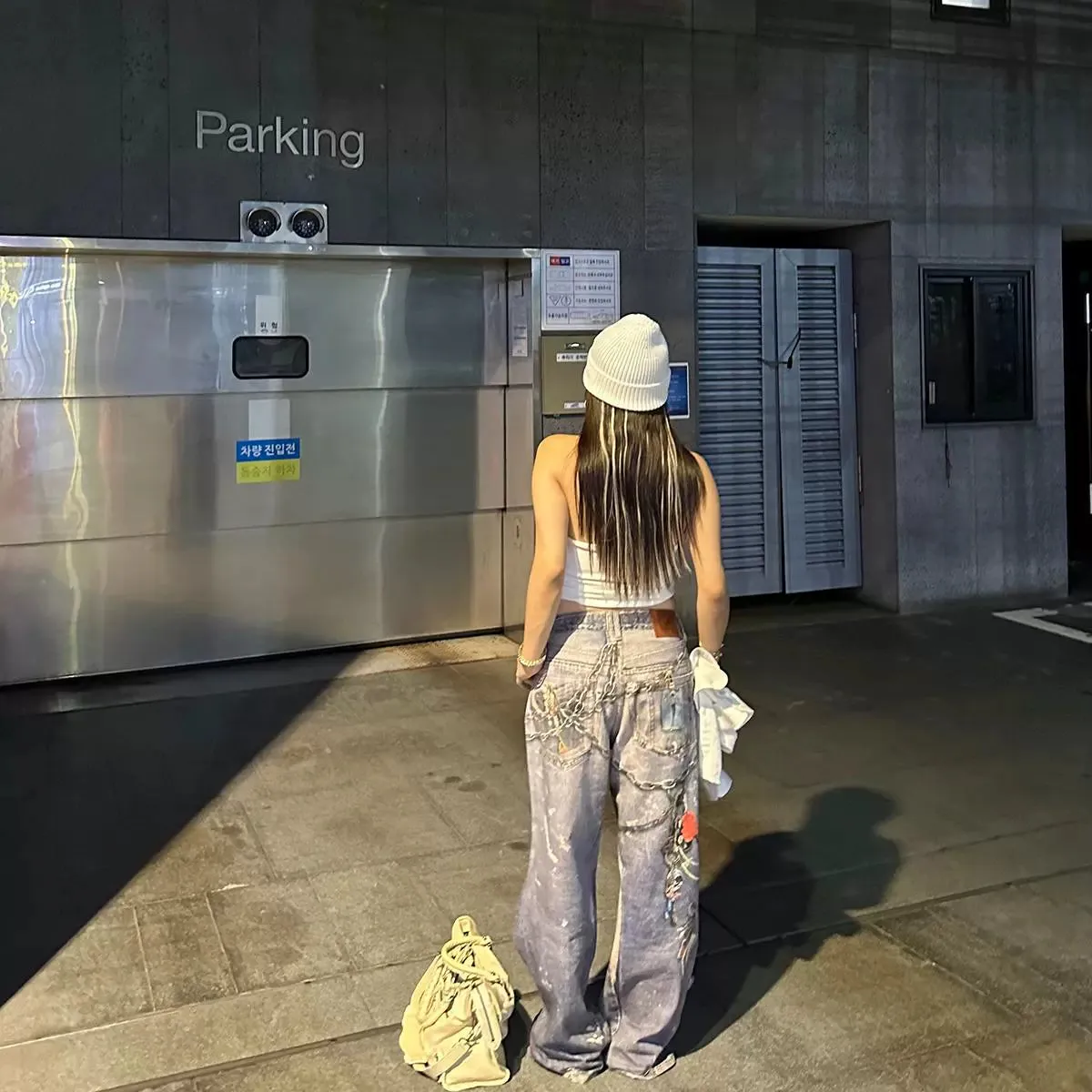 3D Printed Distressed Baggy Jeans