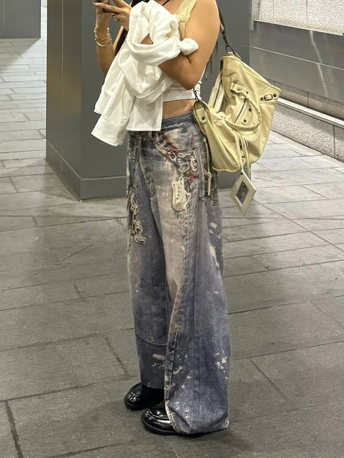 3D Printed Distressed Baggy Jeans