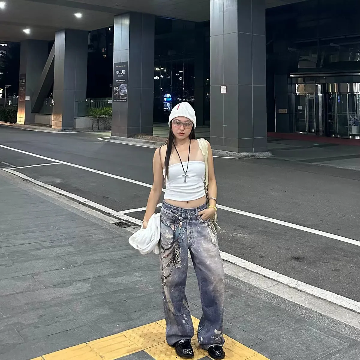 3D Printed Distressed Baggy Jeans