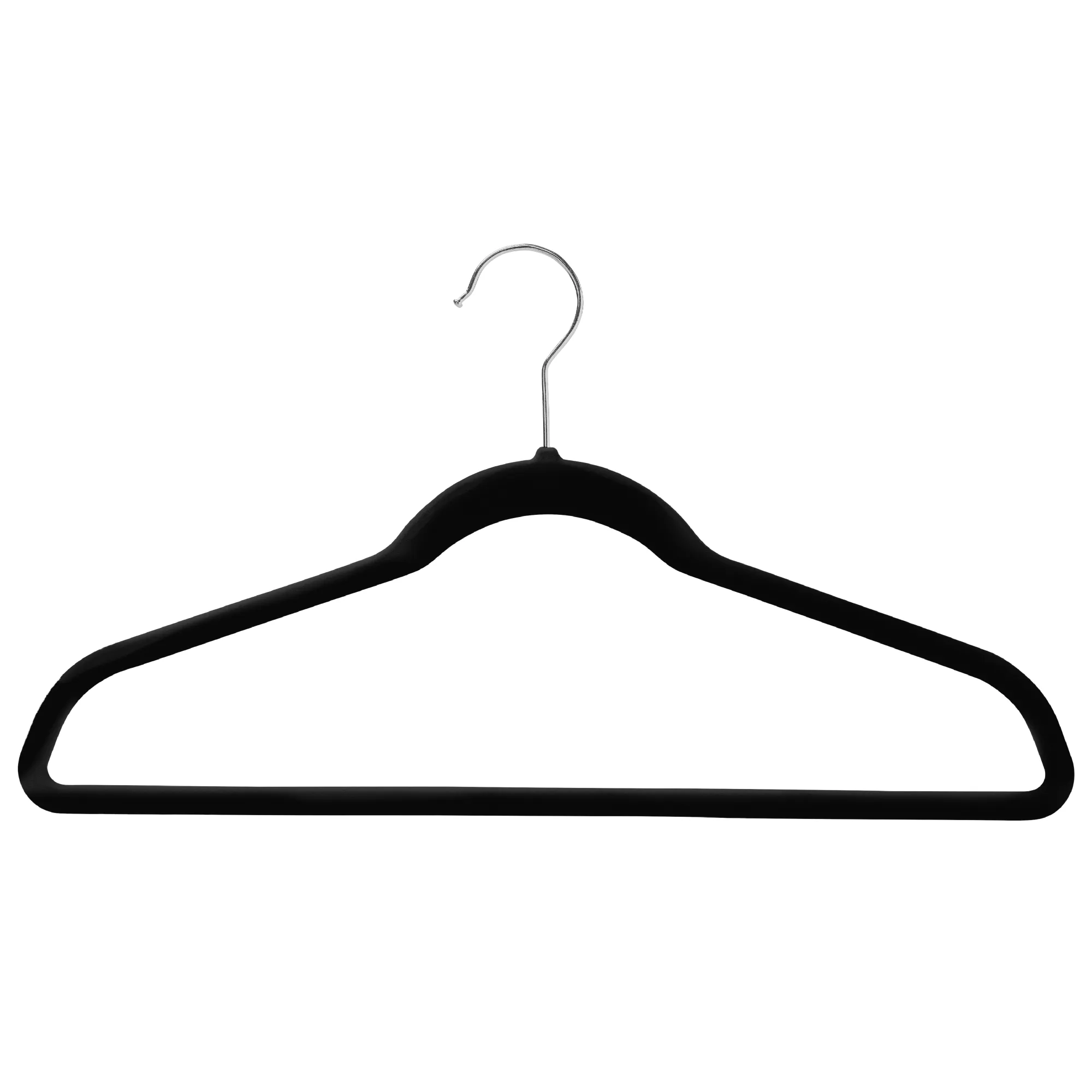 43cm Slim-Line Black Velvet Coat Hanger with Chrome Hook Sold in Bundles of 50/100
