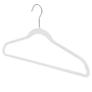 43cm Slim-Line White Velvet Coat Hanger with Chrome Hook Sold in Bundles of 50/100