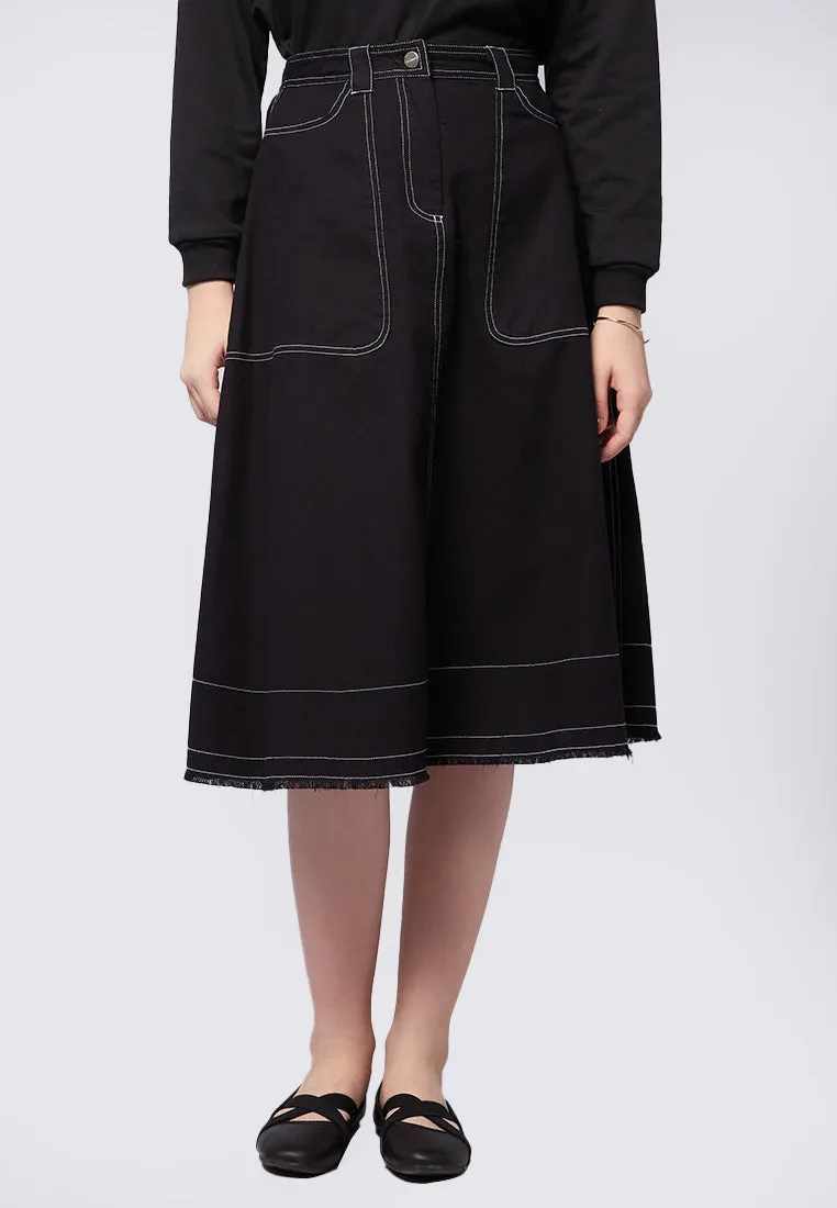 A-Line Midi skirt with Contrast Stitch
