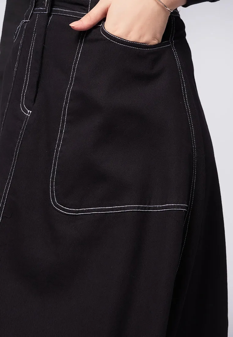 A-Line Midi skirt with Contrast Stitch