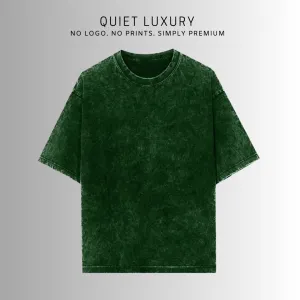 Acid Wash Quiet Luxury Bottle Green Oversized T-Shirt For Men