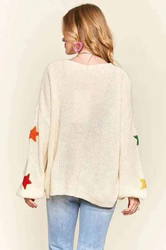 ADORA Multi Color Star Sweater Top
