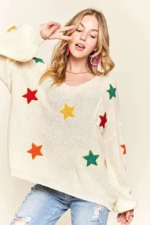 ADORA Multi Color Star Sweater Top