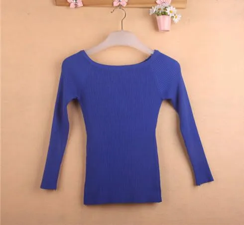 and Women Basic Pullover Sweaters female slit neckline Strapless Sweater thickening sweater top thread slim