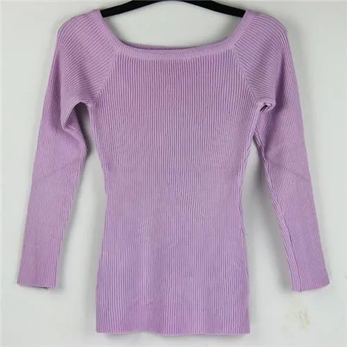 and Women Basic Pullover Sweaters female slit neckline Strapless Sweater thickening sweater top thread slim