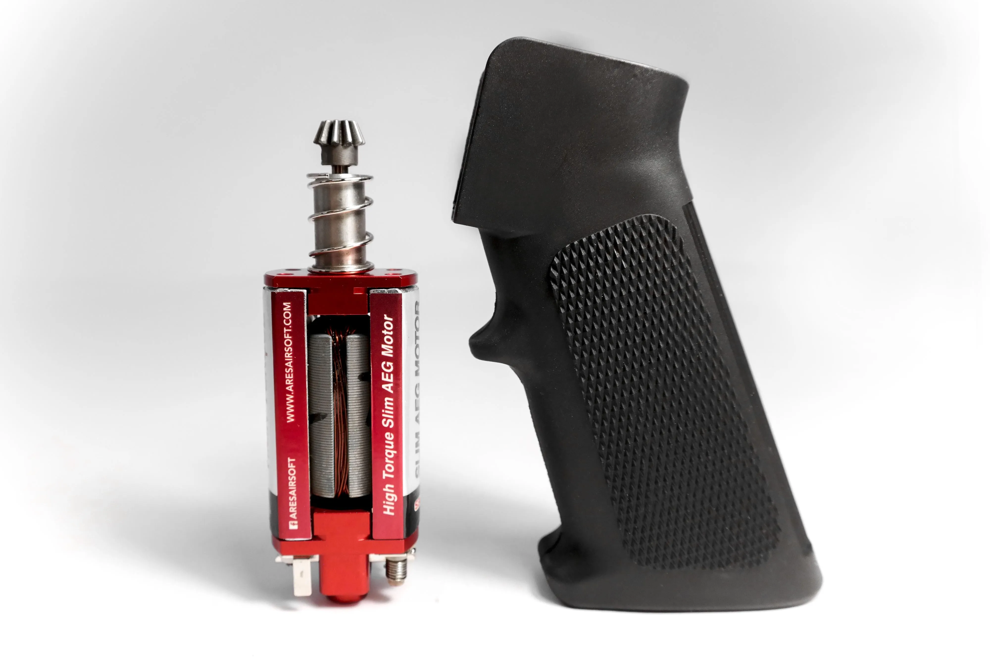 ARES M4 Slim Pistol Grip & Red High Torque Motor. Black Grip