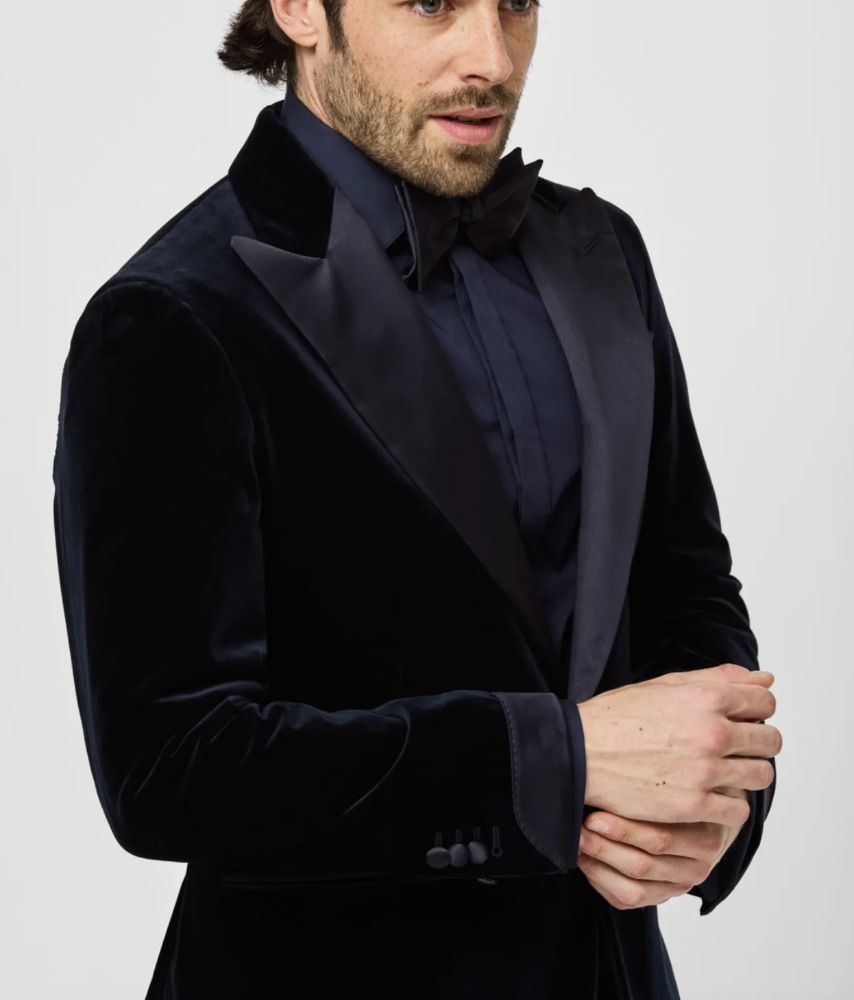 Ariston di Napoli Midnight Blue Velvet Soft Solid Cotton