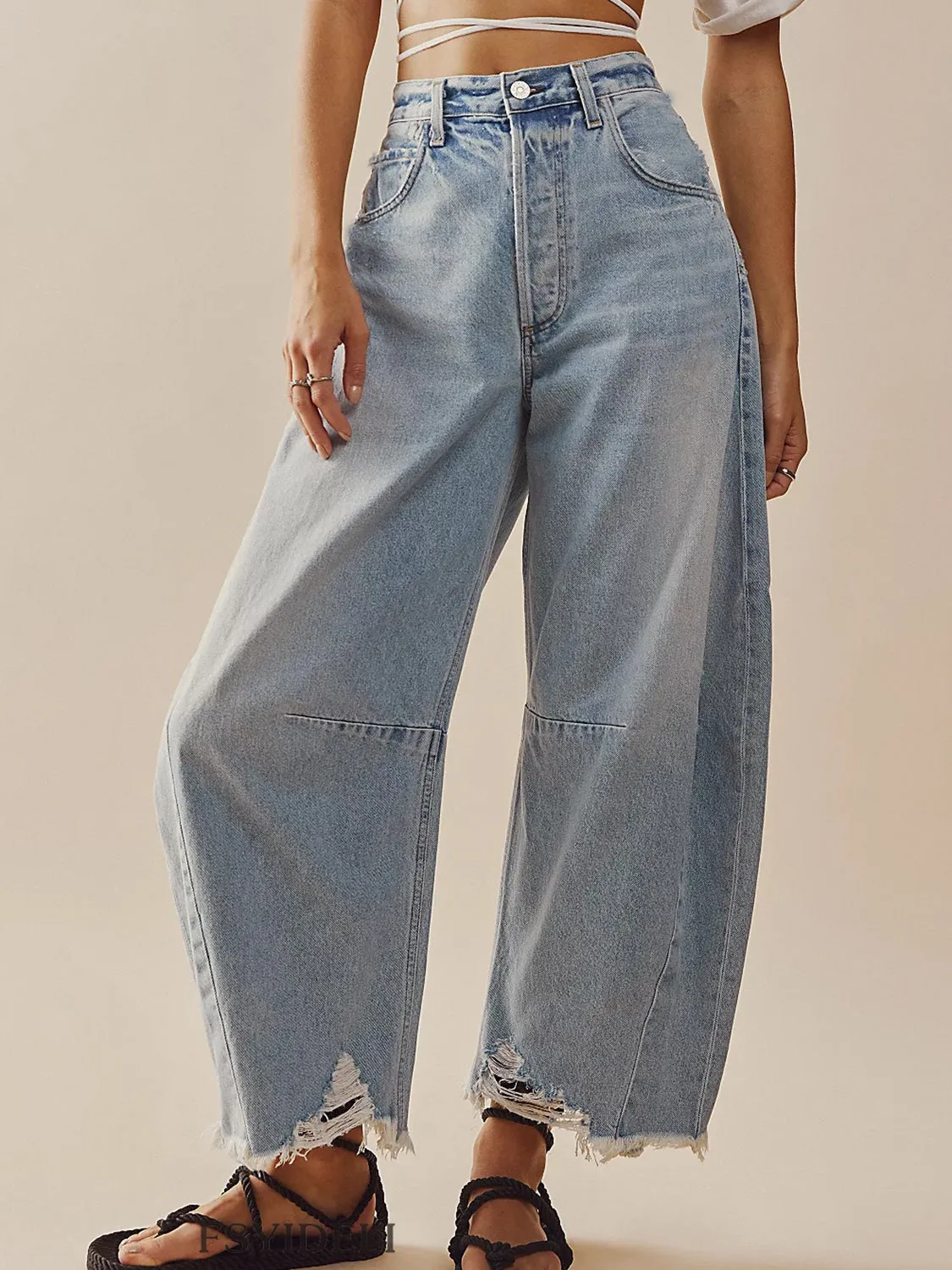 Aspen Raw Hem Barrel Jeans