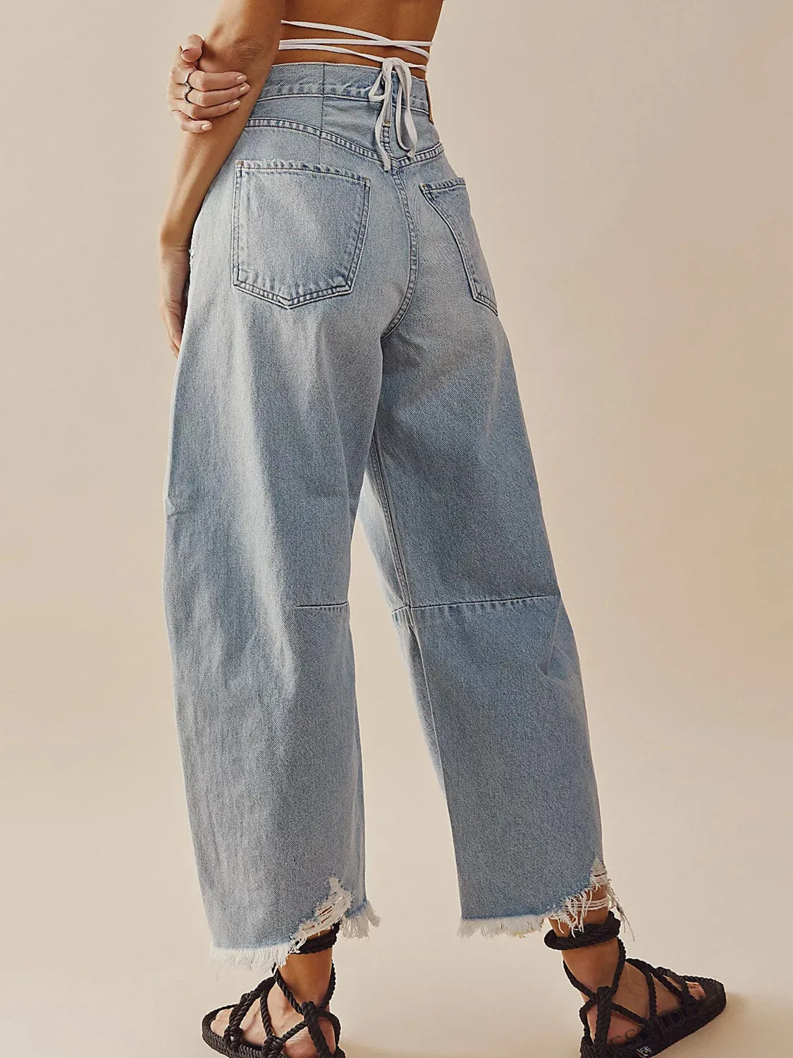 Aspen Raw Hem Barrel Jeans