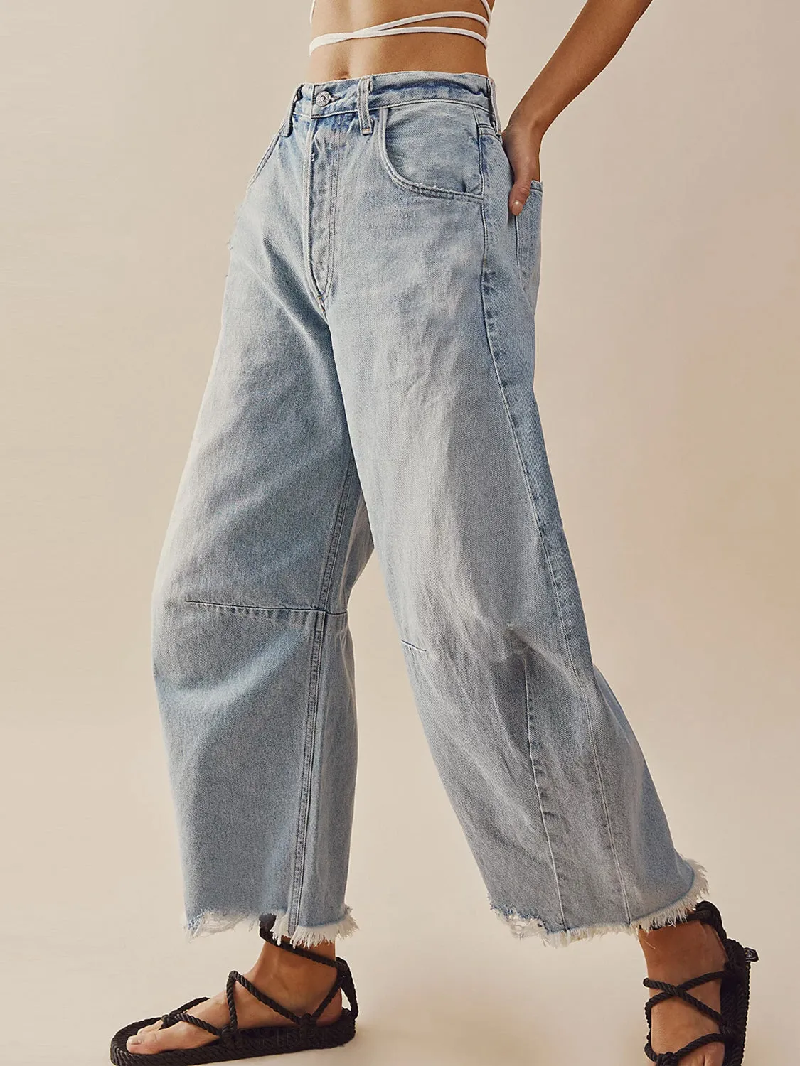 Aspen Raw Hem Barrel Jeans