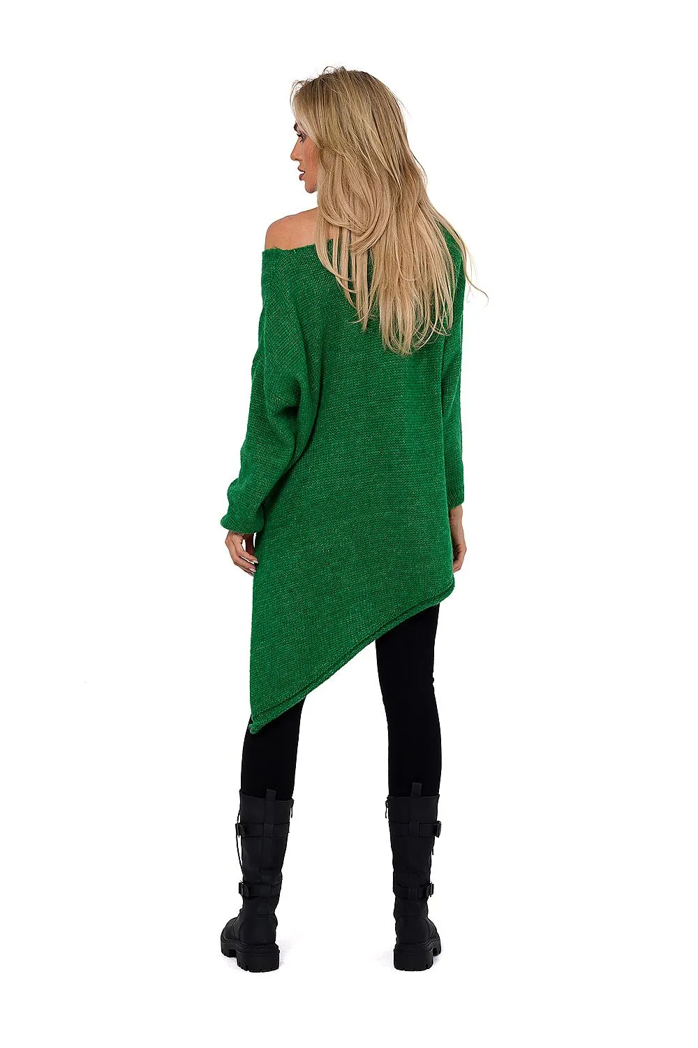 Asymmetrical Knit Sweater with Side Slit