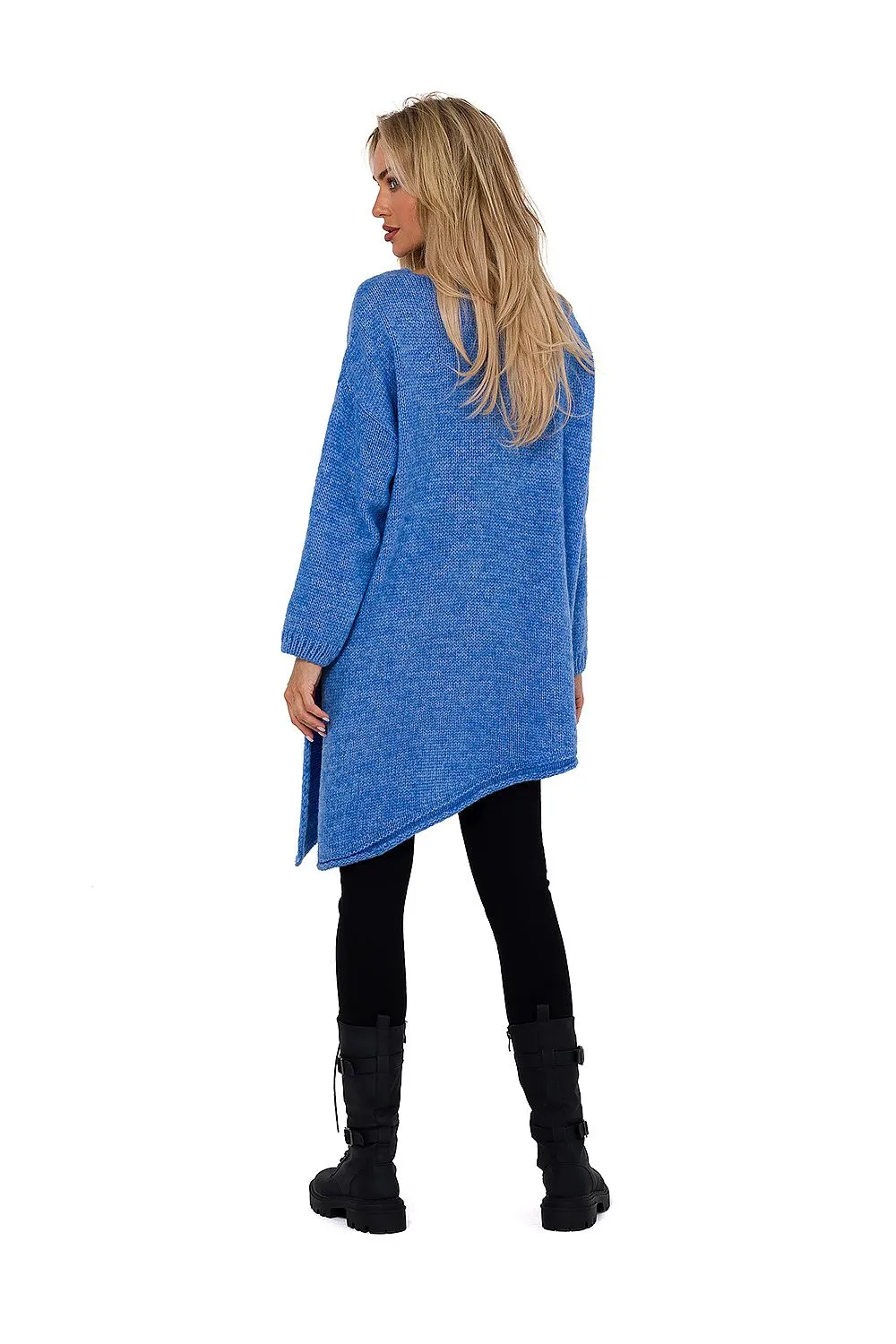 Asymmetrical Knit Sweater with Side Slit