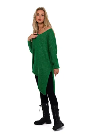 Asymmetrical Knit Sweater with Side Slit