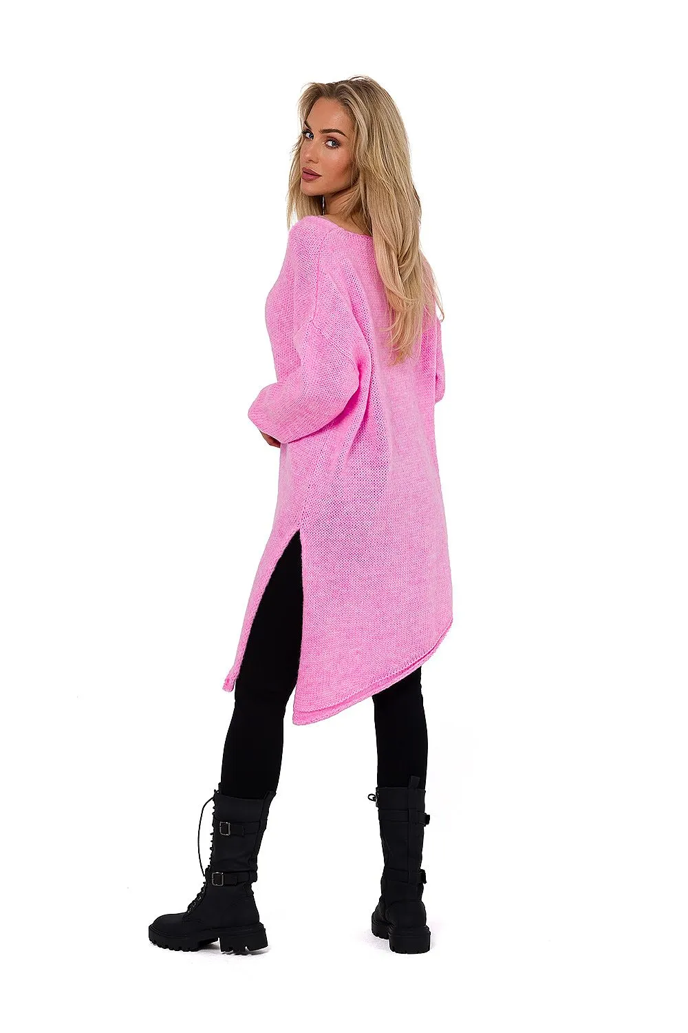Asymmetrical Knit Sweater with Side Slit