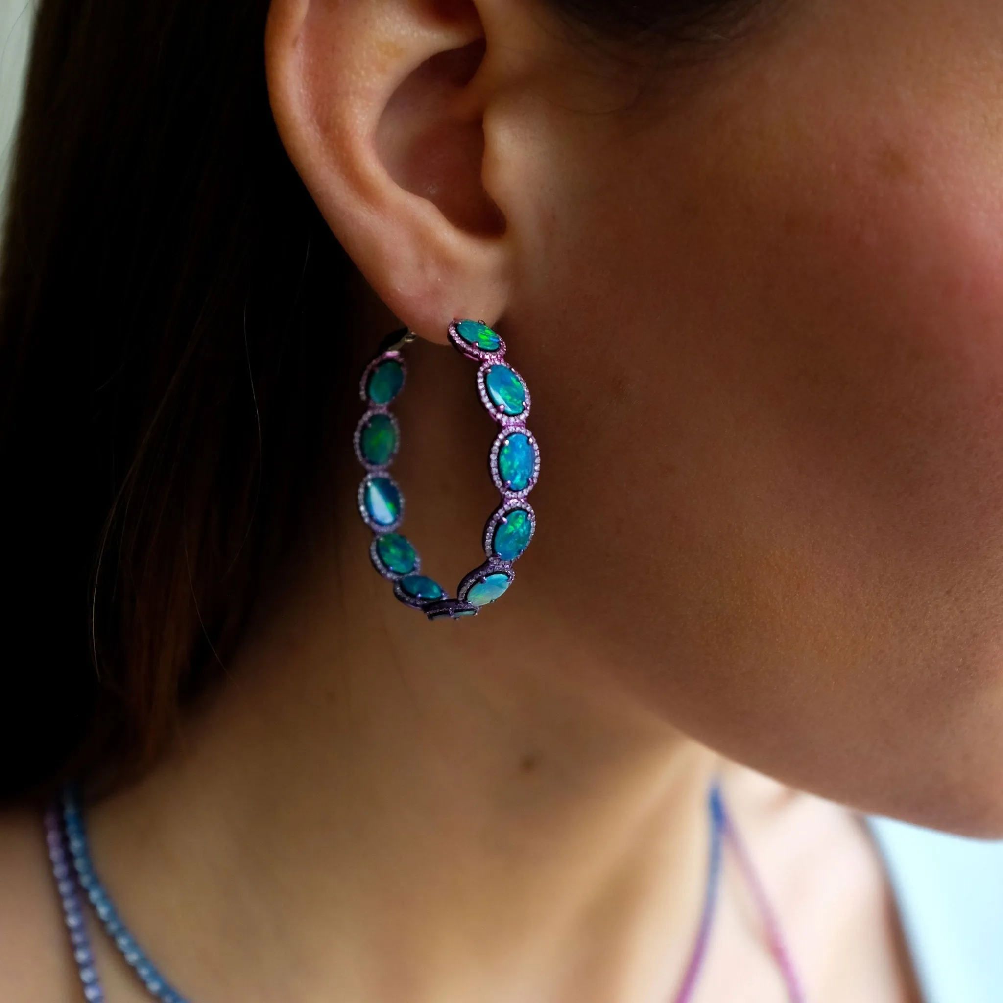 Aurora Nights Cassiopeia Opal Hoop Earrings