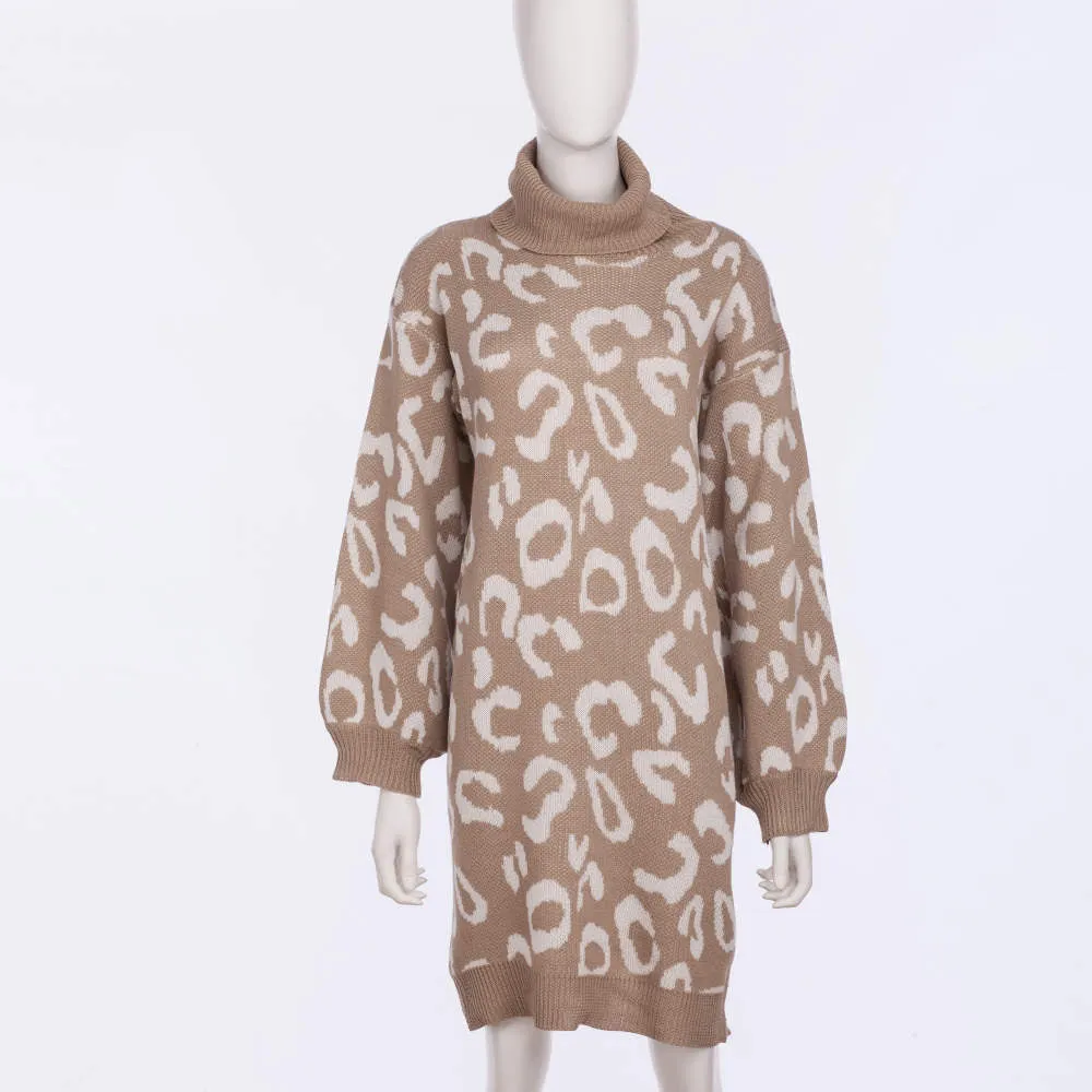 Autumn and Winter New Leopard-print Loose Knit Sweater