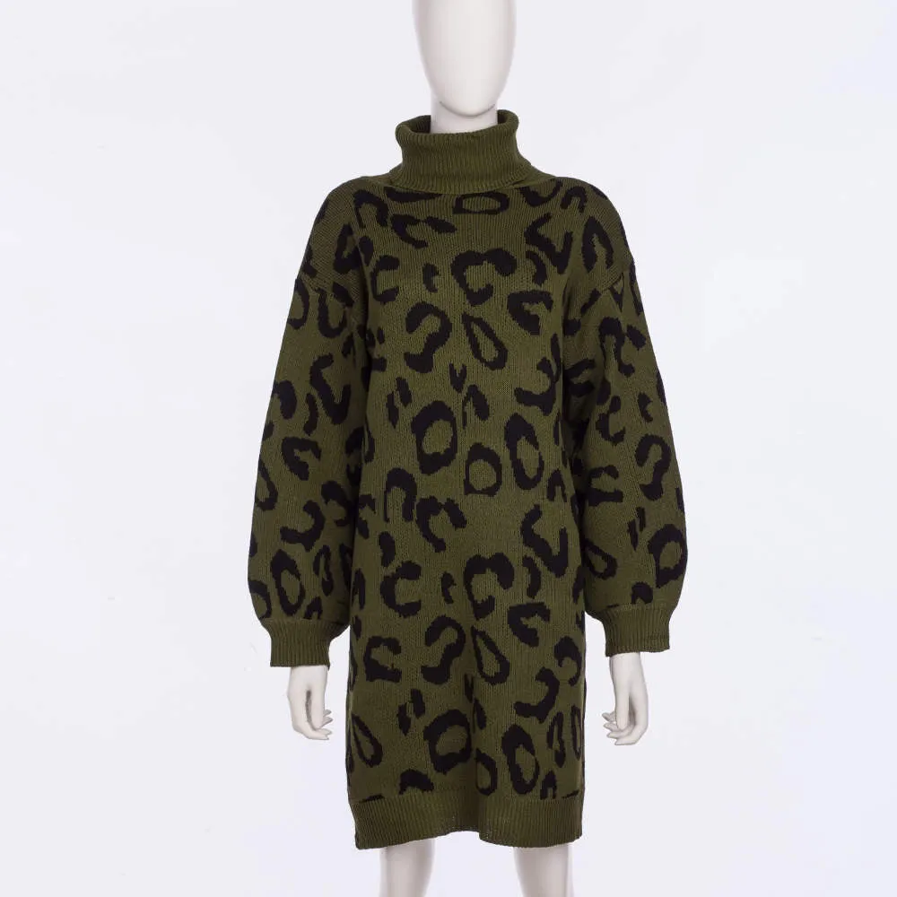 Autumn and Winter New Leopard-print Loose Knit Sweater