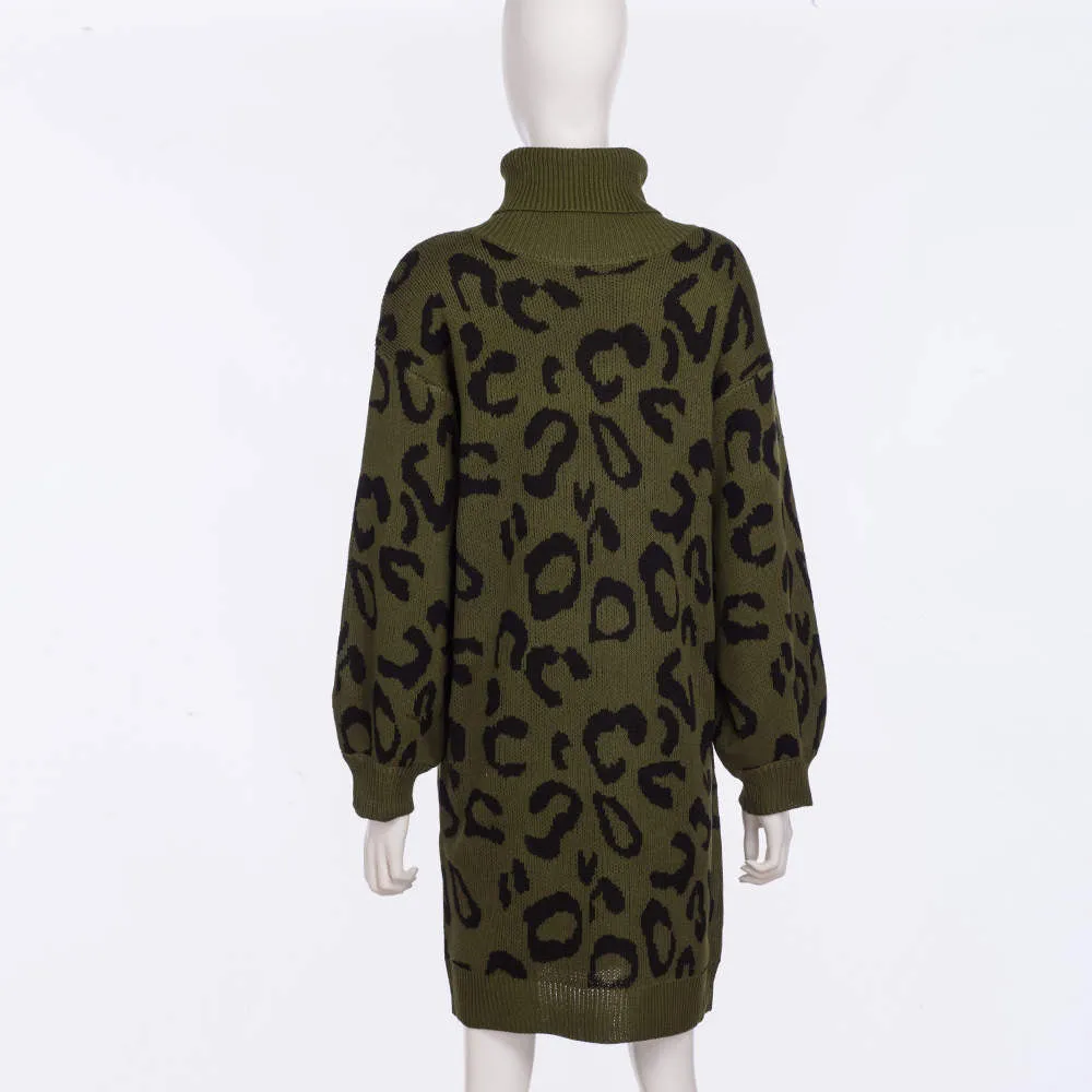 Autumn and Winter New Leopard-print Loose Knit Sweater