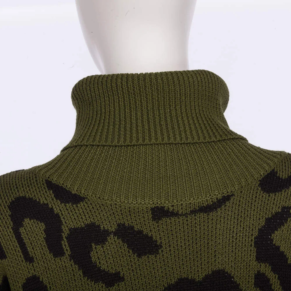 Autumn and Winter New Leopard-print Loose Knit Sweater