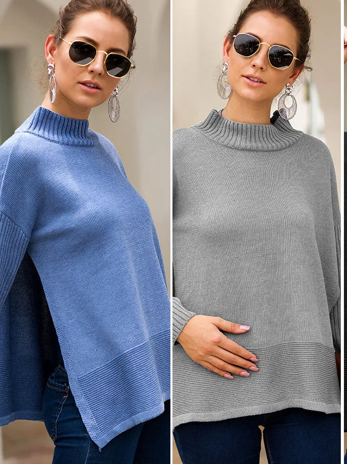 Autumn and Winter Sweater Women's Long-sleeved Round Neck Three-color Loose Pregnant Women's Knit Top