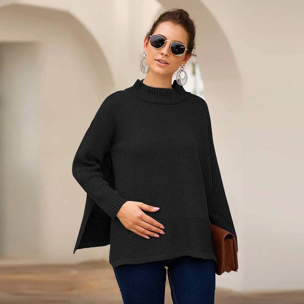 Autumn and Winter Sweater Women's Long-sleeved Round Neck Three-color Loose Pregnant Women's Knit Top