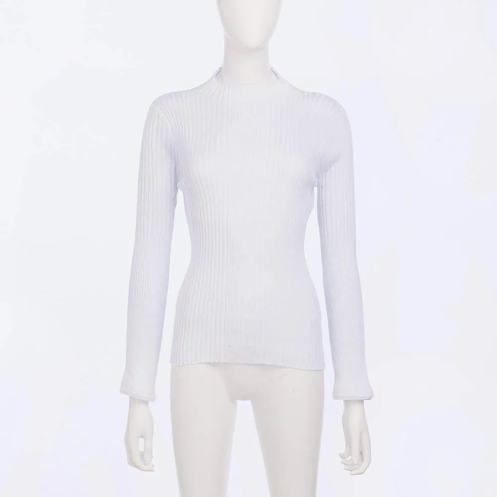 Autumn and Winter Women's Four-color Slim Temperament Half-high Collar Sweater Top