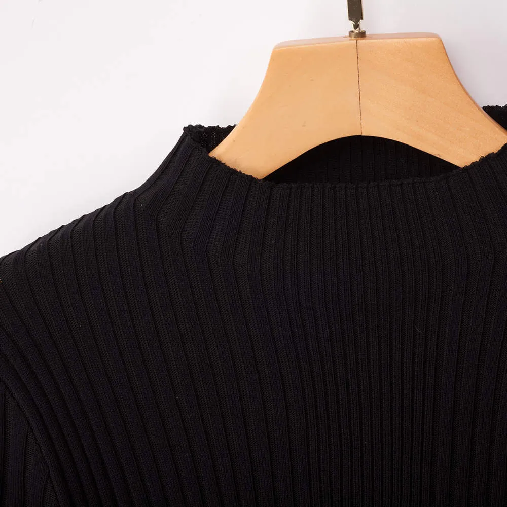 Autumn and Winter Women's Four-color Slim Temperament Half-high Collar Sweater Top