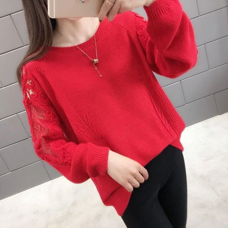 Autumn Winter Fashion O-Neck Pullover Sweater Female Casual Sweater Warm Long Sleeve Knitted Sweater