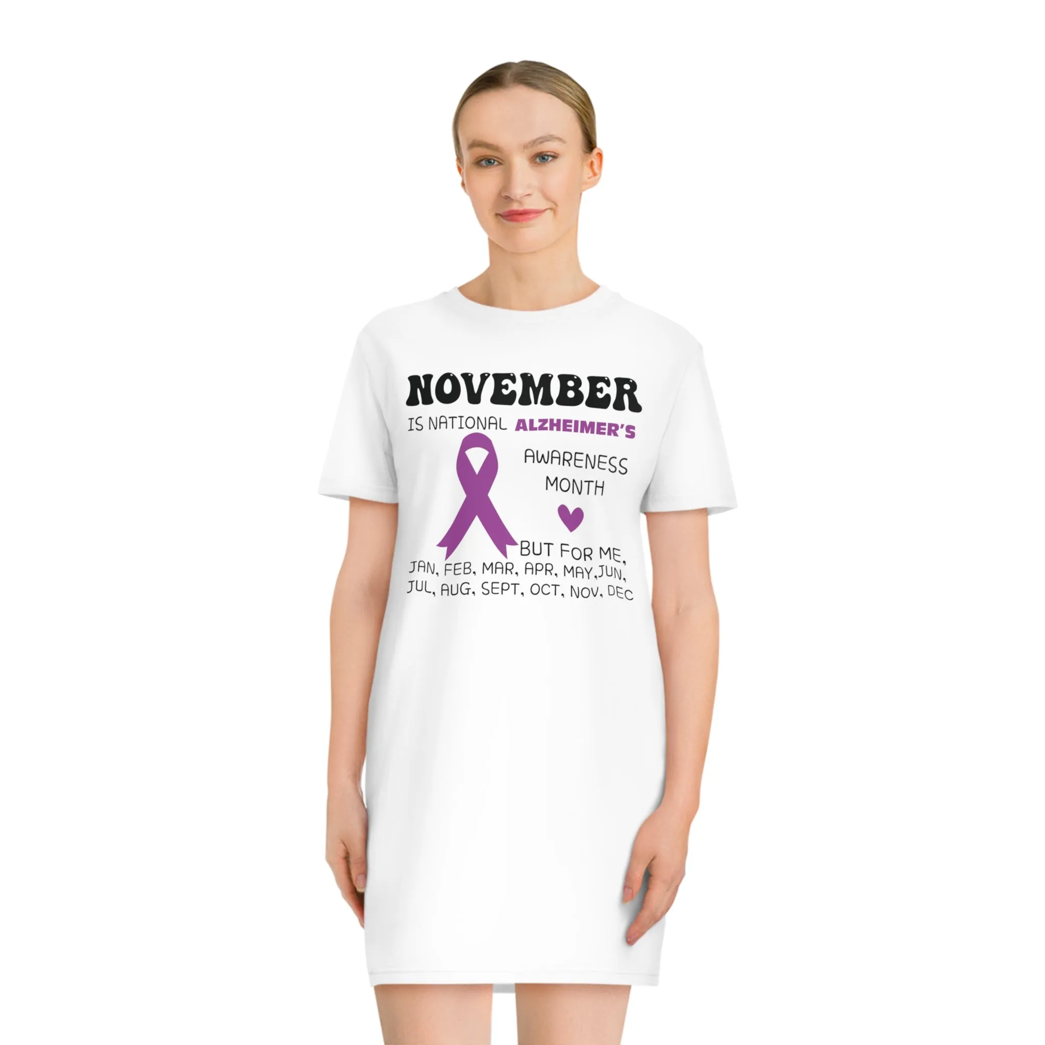 Awareness Month - Alzheimer's, Women's Spinner T-Shirt Dress, Printed