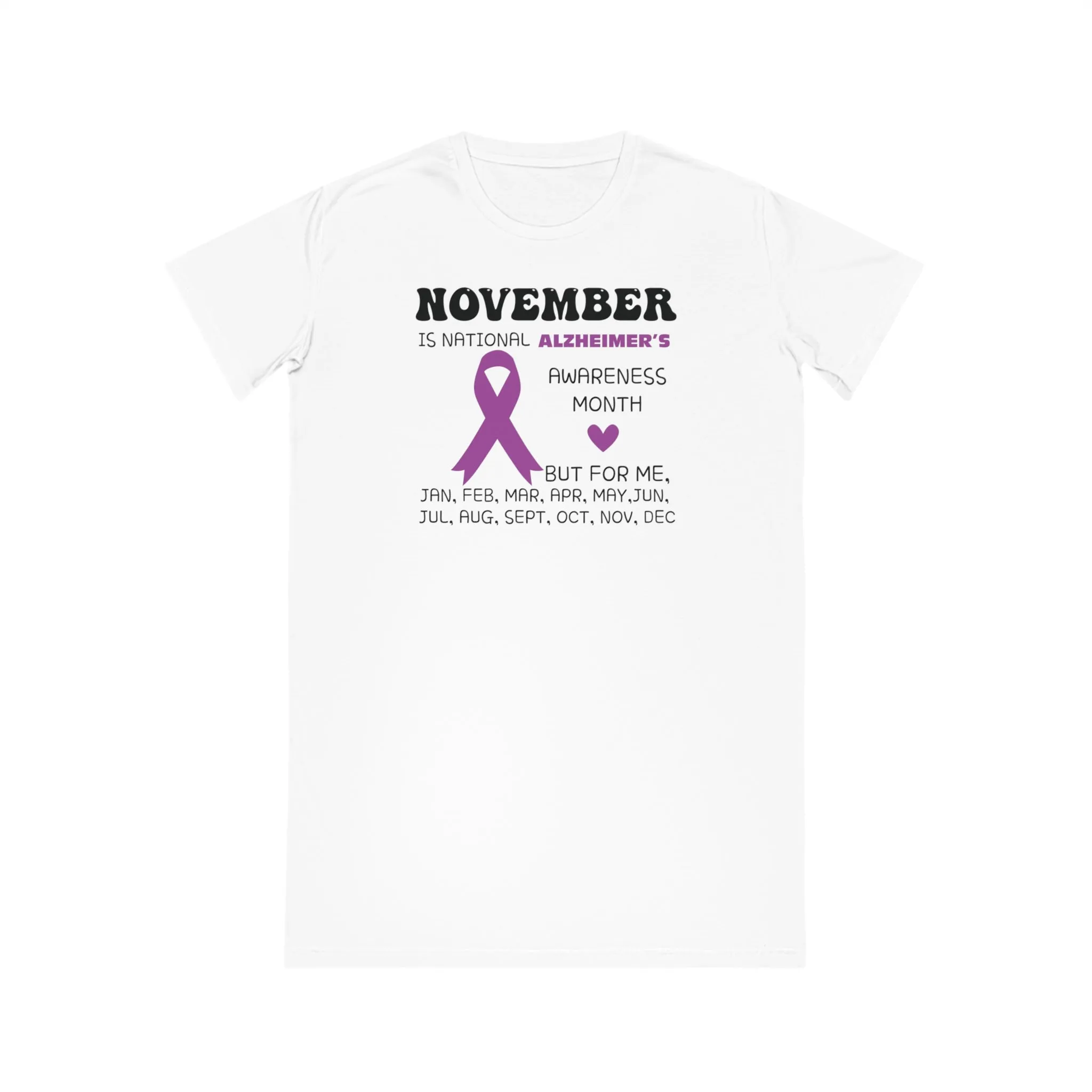 Awareness Month - Alzheimer's, Women's Spinner T-Shirt Dress, Printed