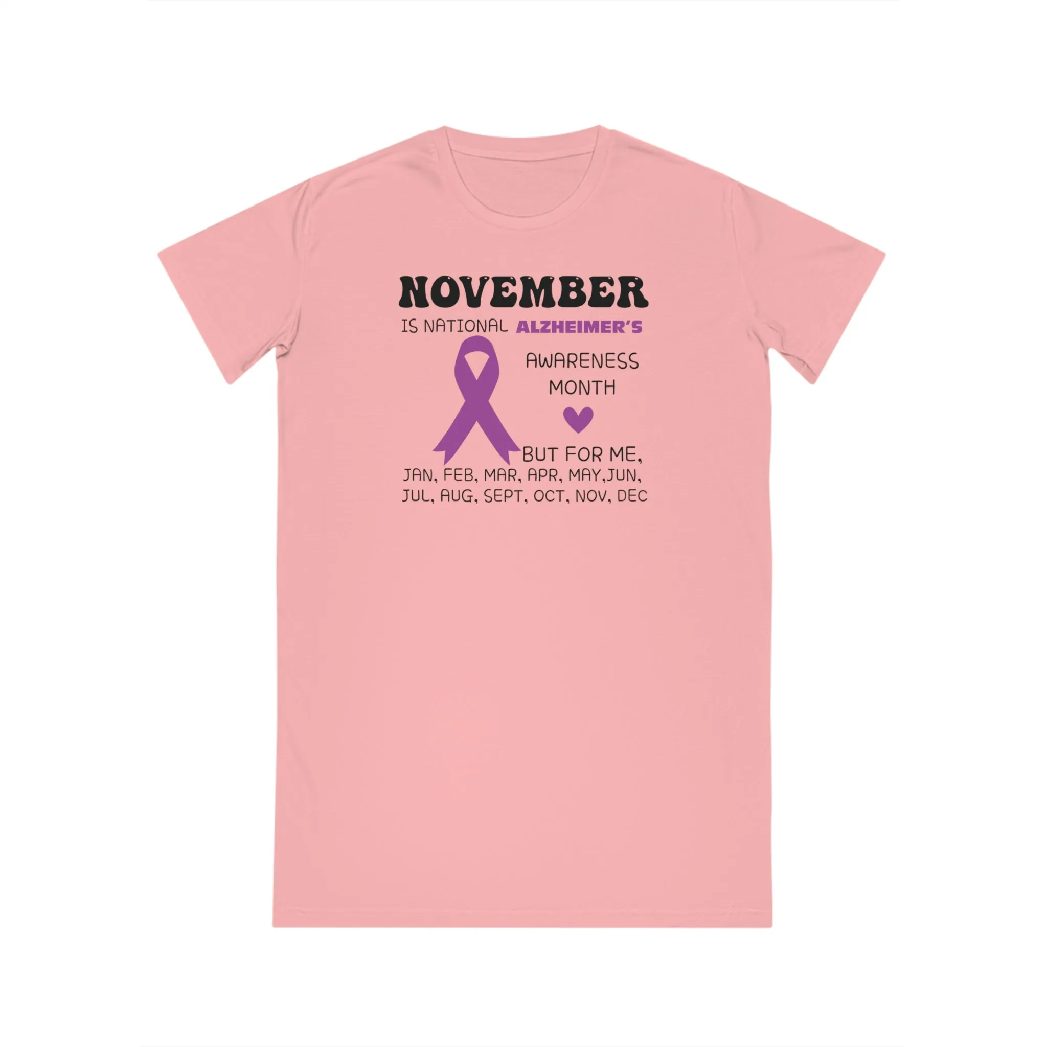 Awareness Month - Alzheimer's, Women's Spinner T-Shirt Dress, Printed