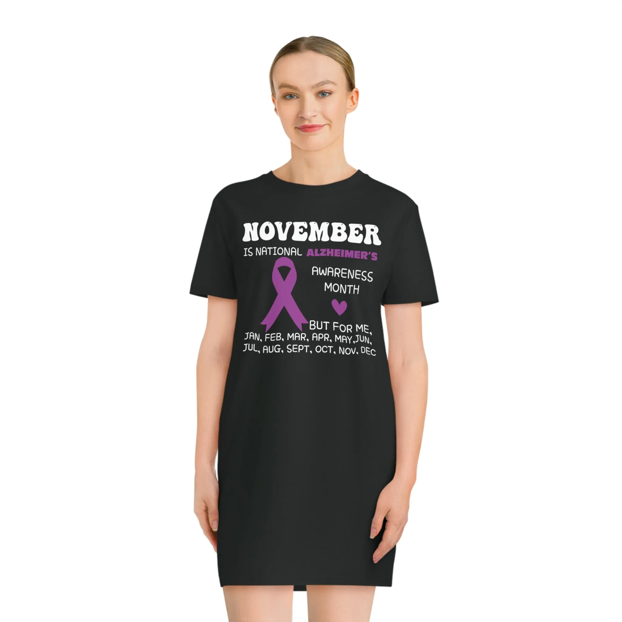 Awareness Month - Alzheimer's, Women's Spinner T-Shirt Dress, Printed