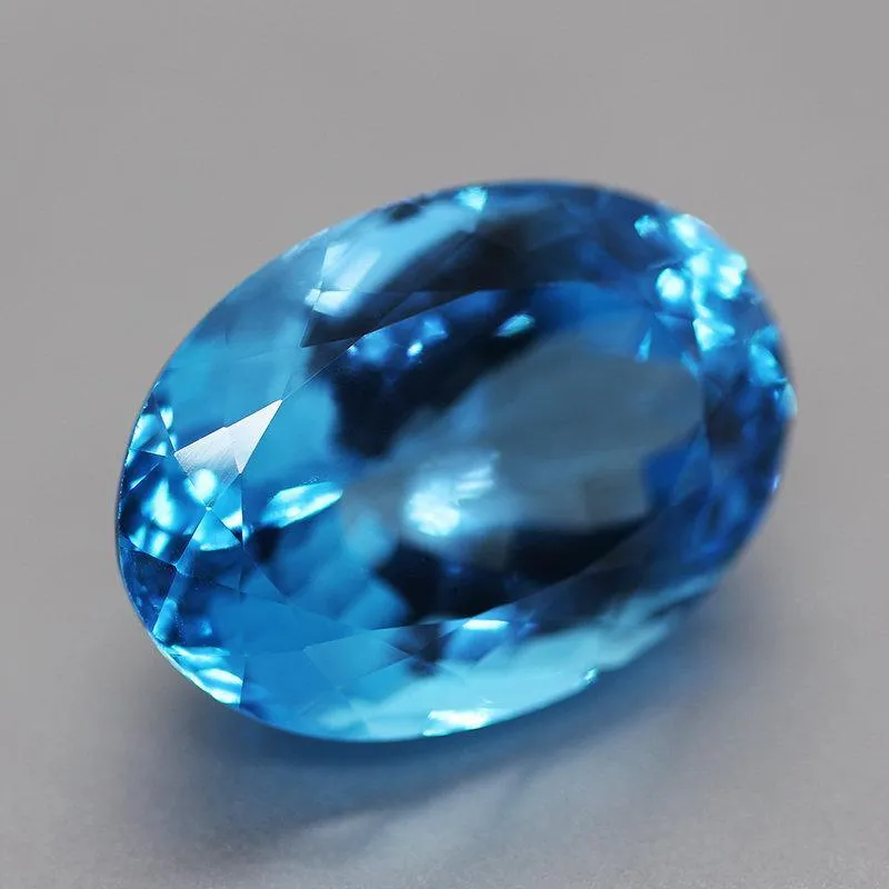 Bast offer pls 45ct Huge Certified Natural EarthMined Swiss Blue Topaz Oval Cut Loose Gemstone