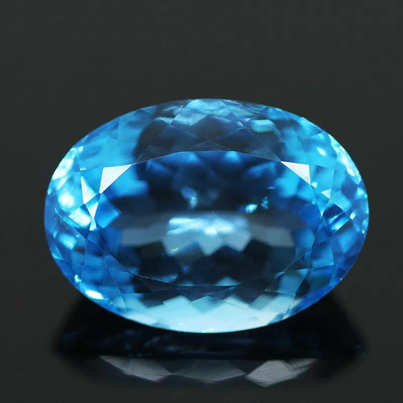 Bast offer pls 45ct Huge Certified Natural EarthMined Swiss Blue Topaz Oval Cut Loose Gemstone